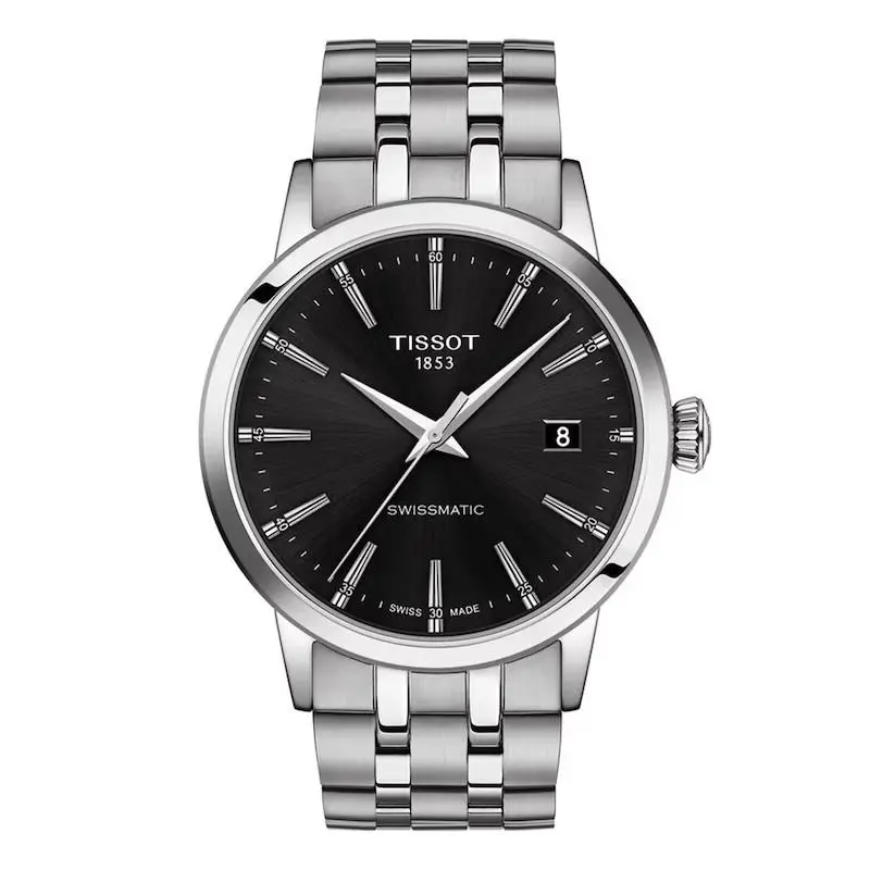 Tissot Classic Dream Swissmatic Black Dial Men`s Watch T1294071105100 - Dial: Black, Band: Silver, Bezel: Silver