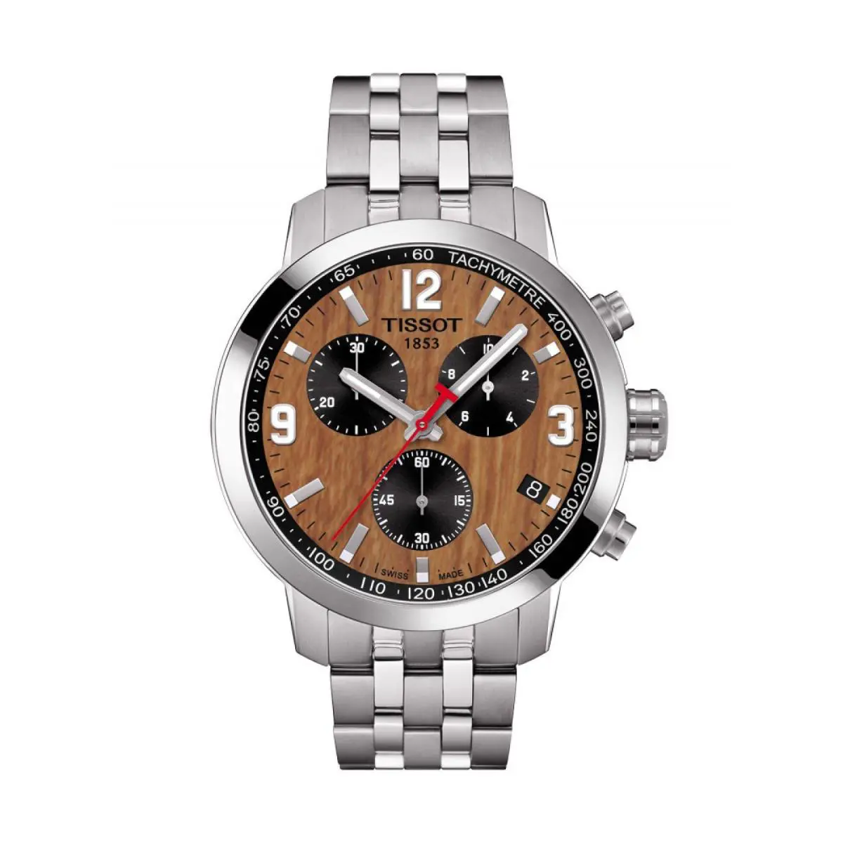 Tissot Prc Men`s 200 Quartz Chronograph Nba Court Dial T055.417.11.297.00 - Dial: Brown, Band: Silver