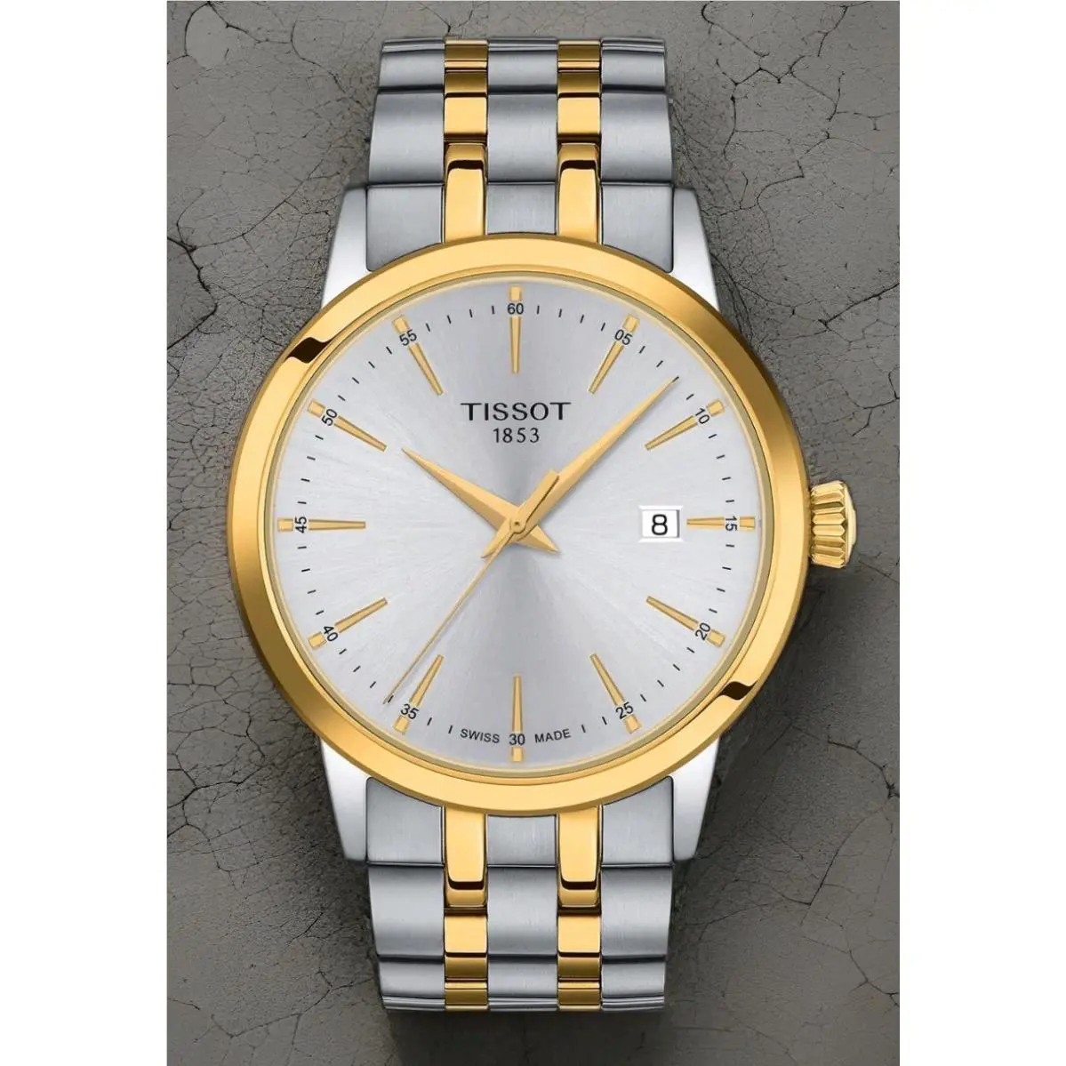Tissot Classic Dream Silver Dial Two Tone Steel Band Watch T129.410.22.031.00 - Dial: Silver, Band: Gold, Silver, Bezel: Gold