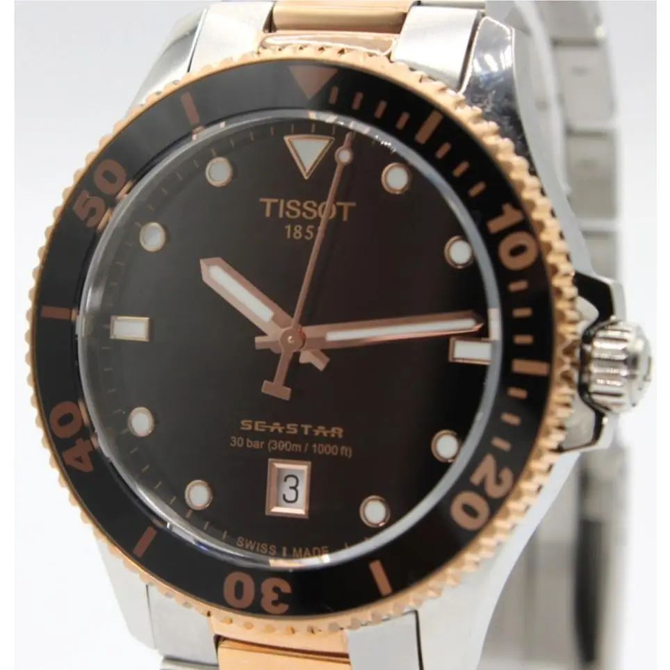 Tissot 40 MM Seastar 1000 Quartz Black Dial Men`s Watch T120.410.22.051.01 - Dial: Black, Band: Two-Tone