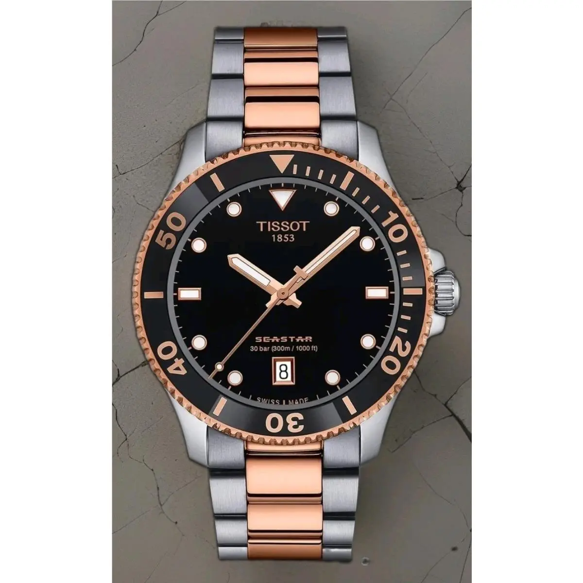 Tissot Seastar 1000 Quartz Black Dial Rose Gold Watch T120.410.22.051.01