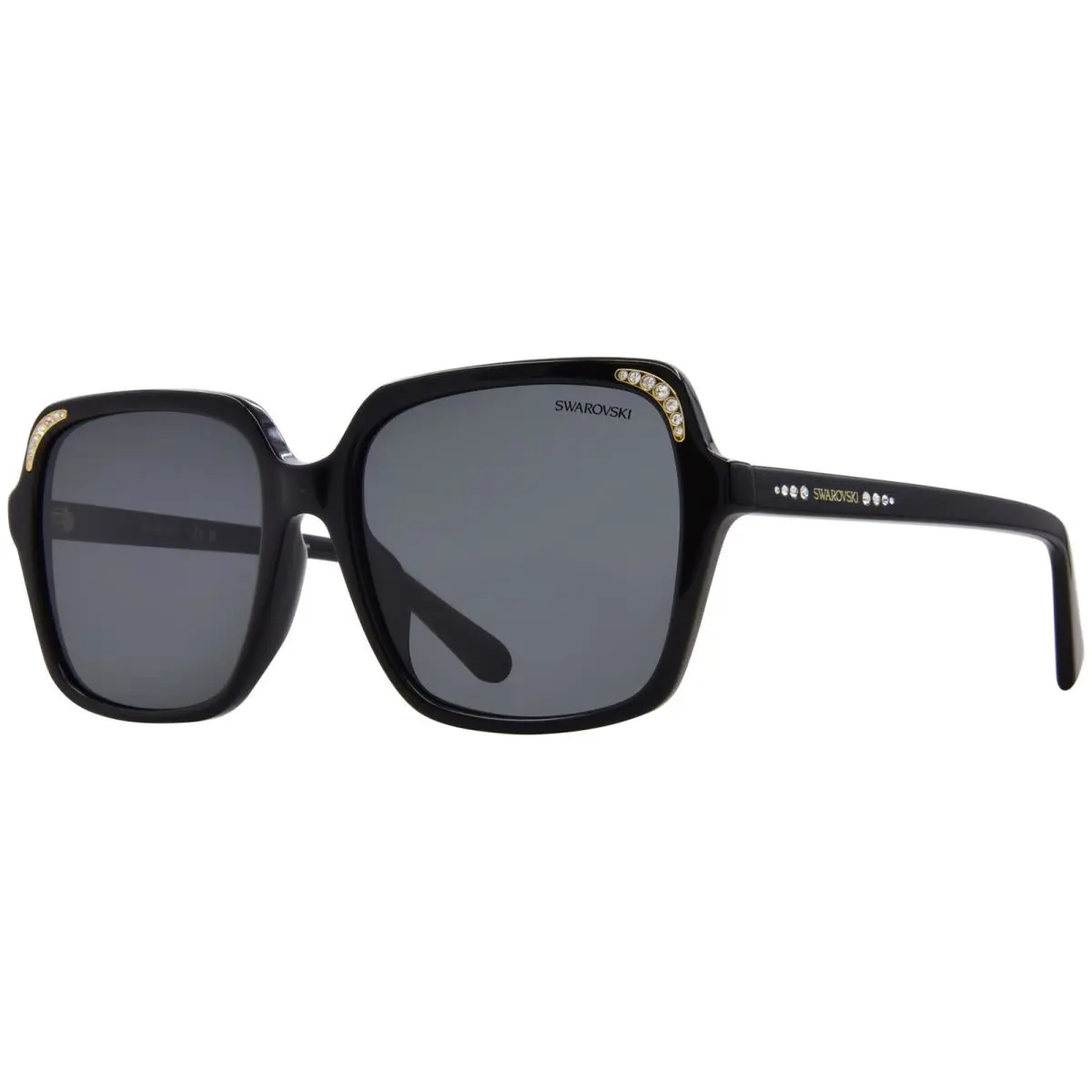Swarovski SK6034D 100187 Sunglasses Women`s Black/dark Grey Square Shape 56mm