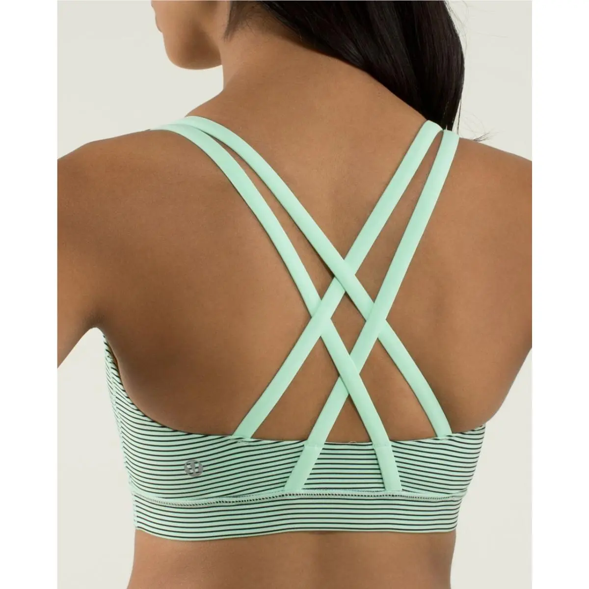 Lululemon - Sports Bra - Energy - Size 08 - Hyper Stripe Fresh Teal