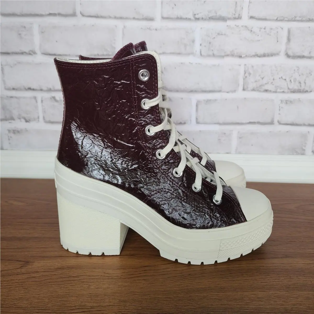 ⭐converse Chuck 70 De Luxe Heel Crinkle Sz 5 Men`s Boots Shoes Burgundy A13387C