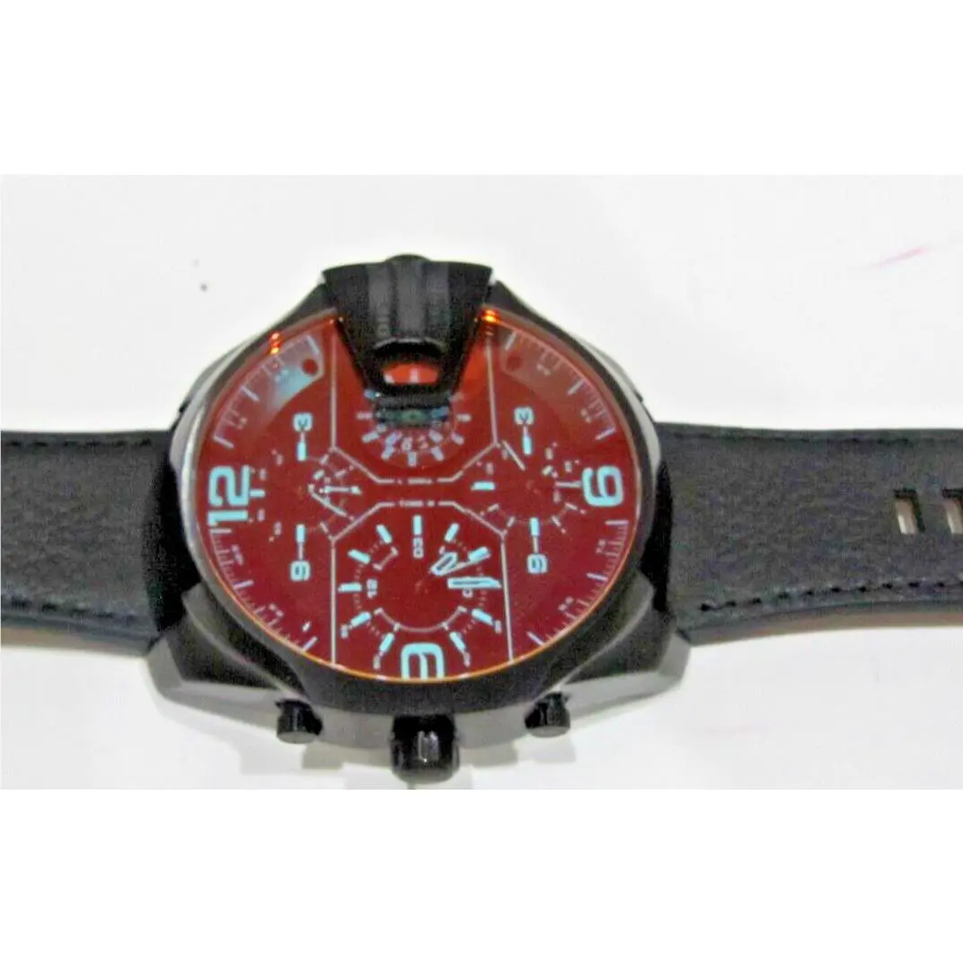 Diesel Mens Uber Chief Iridescent 3-Hand Black Stainless Watch DZ7446