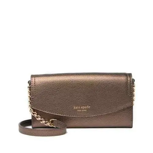 Kate Spade Eva Wallet on Chain Convertible Cross-body Clutch Bag Ash Metallic