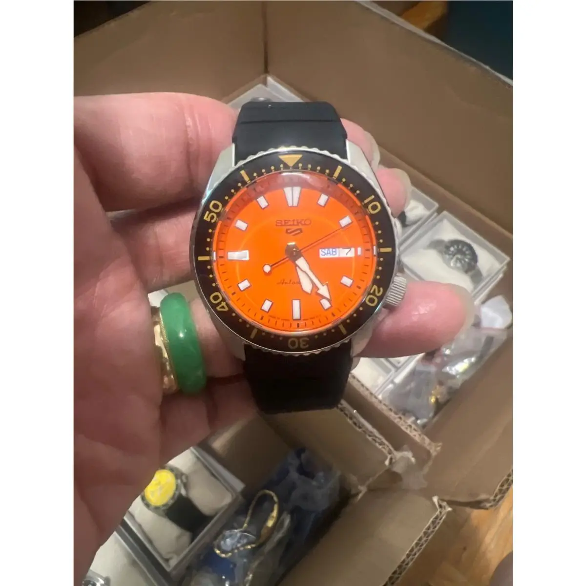 5 Sports Automatic Orange Dial 42.5 mm Rubber Strap Watch SRPL89 by Seiko