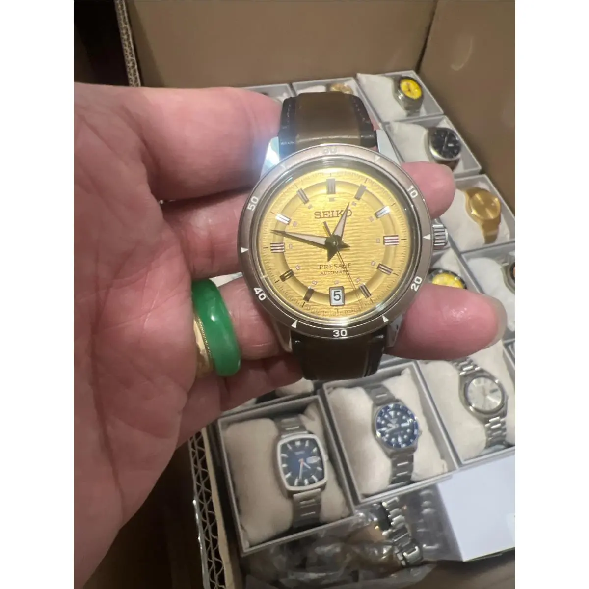 Seiko Presage Stainless Steel Leather Automatic Men`s Watch SRPL75