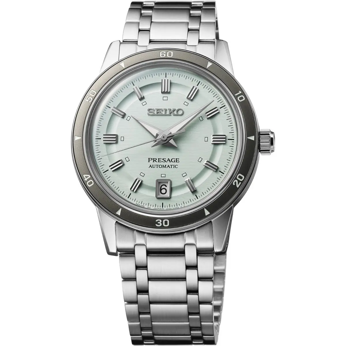 Seiko Presage Style 60’s Automatic Ice Green Dial Men`s Watch SRPL71 - Dial: Green, Band: Silver, Bezel: Silver