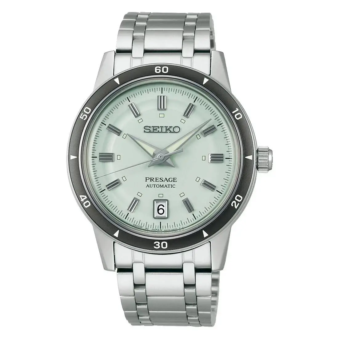 Seiko SRPL71 Presage Style 60`s Green Dial Stainless Men`s Watch - Dial: Green, Band: Silver