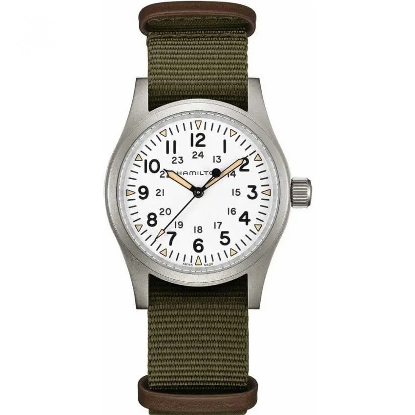 Hamilton Khaki Field Mechanical 38mm H69439411 - Dial: White, Band: Green