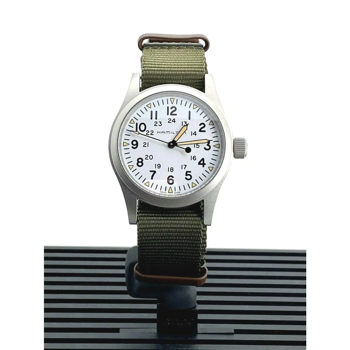 Hamilton Khaki Field Mechnical 38mm White Dial Green Strap Men`s Watch H69439411