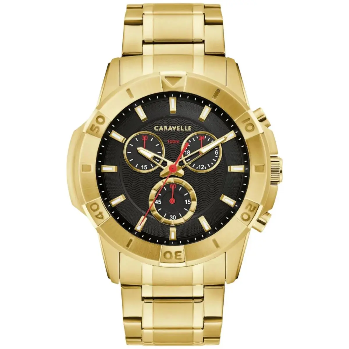 Caravelle by Bulova Aqualuxx Men`s Steel Gold Chronograph 44mm Watch 44B127