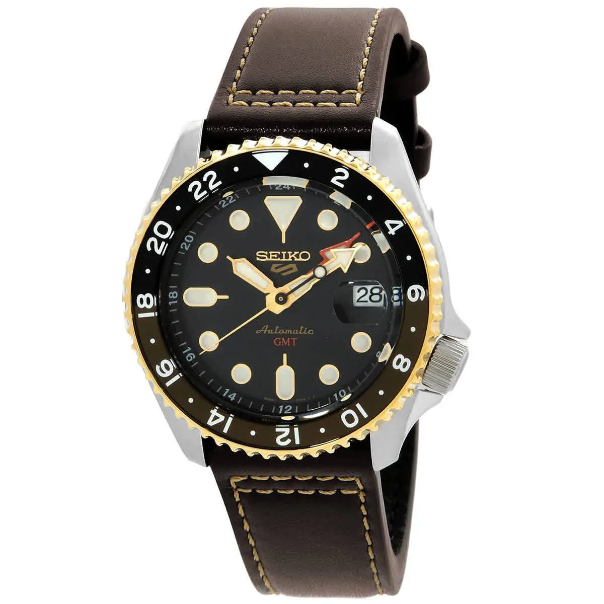 Seiko 5 Sports Skx Gmt Automatic Black Dial Men`s Watch SSK036 - Dial: Black, Band: Silver, Bezel: Gray, Black
