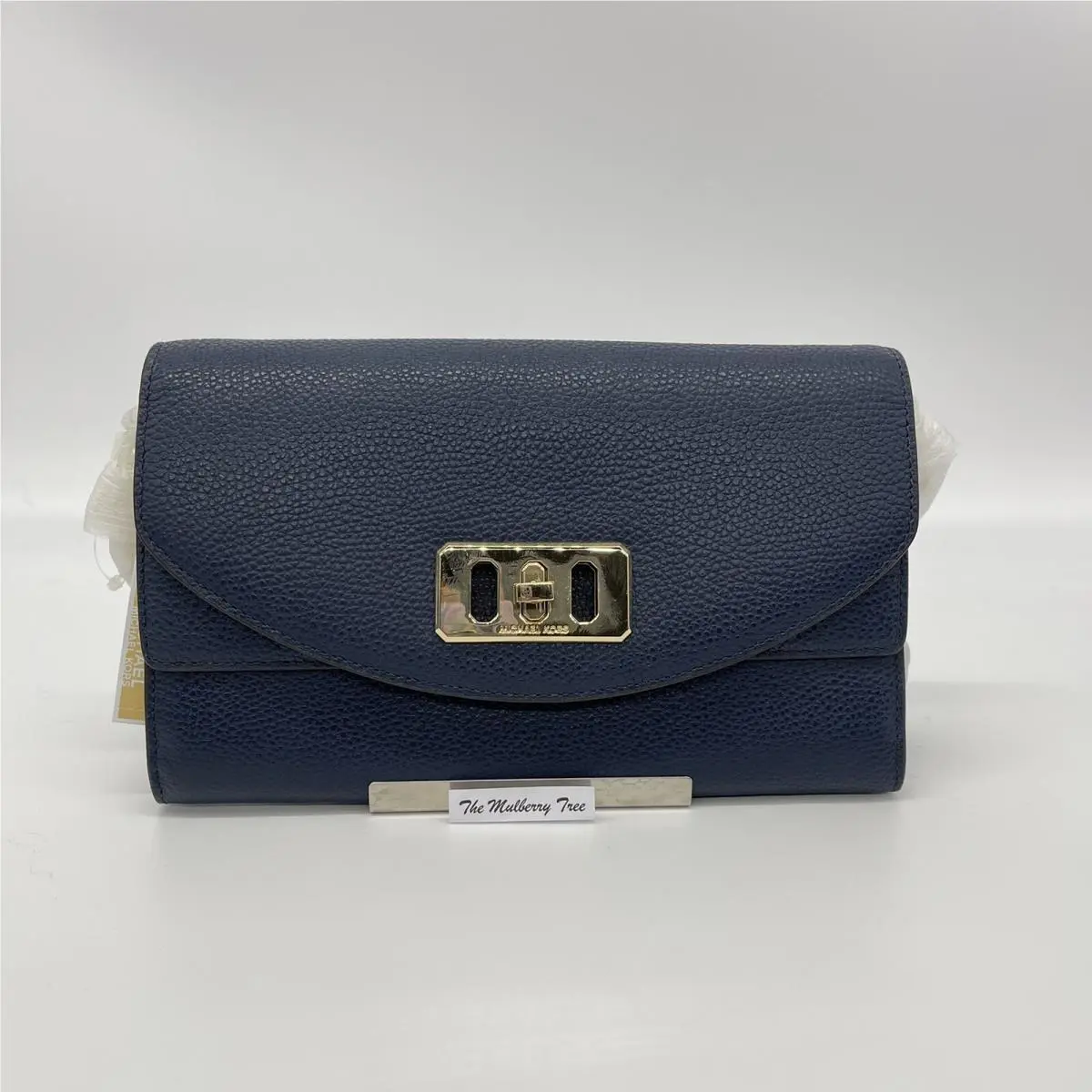 Michael Kors Karson Wallet Clutch Crossbody Navy Leather 35T8GKRC7L Org