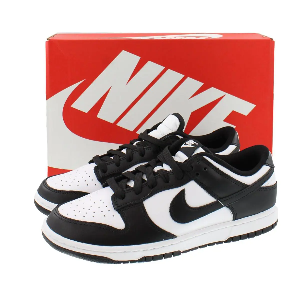 Men`s Nike Dunk Low Retro Shoes `80s Color Block Panda Leather DD1391-100 - Black