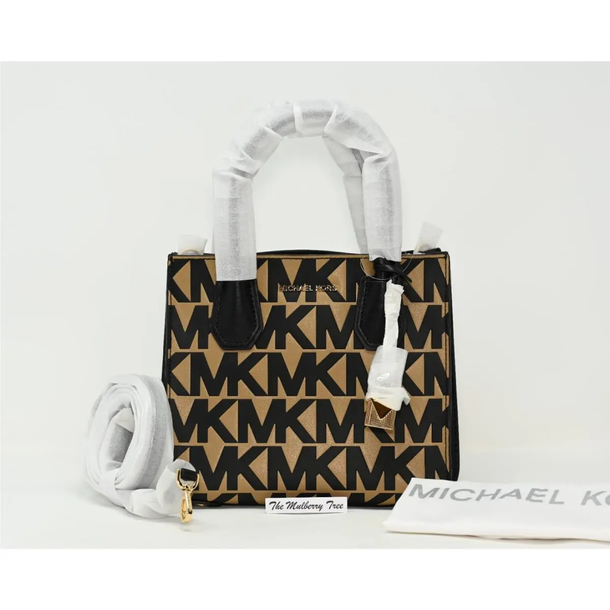 Michael Kors Mercer Medium Accordion Messenger Leather Large Logo Handbag Purse