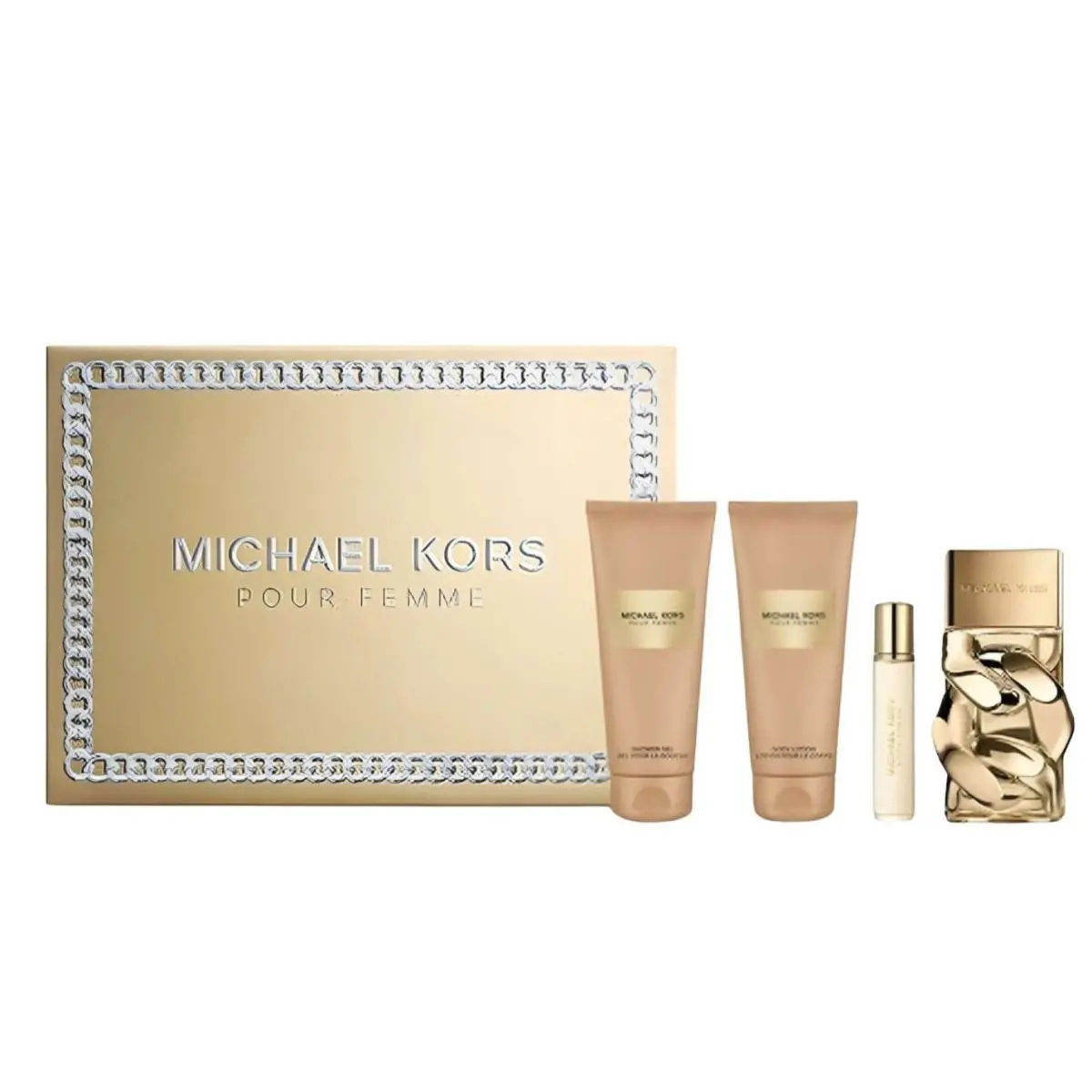 Michael Kors Pour Femme 4pc 3.4oz Edp + Mini + 3.4oz Lotion + 3.4oz Shower Gel