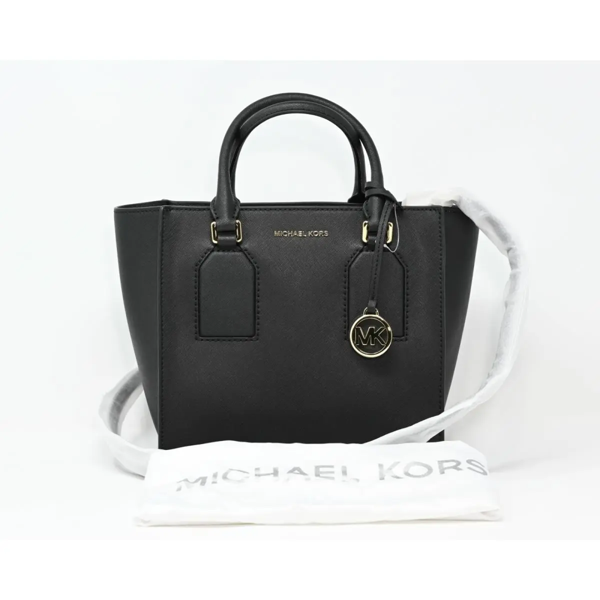 Michael Kors Selby Medium Satchel Crossbody Black Leather 38F7GEYS2L