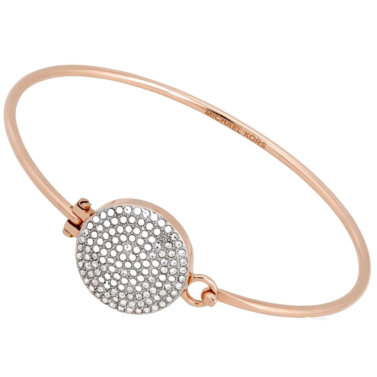 Michael Kors Heritage MK Rose Gold Bracelet Crystal Pave Disk MKJ3893791 +mk Box