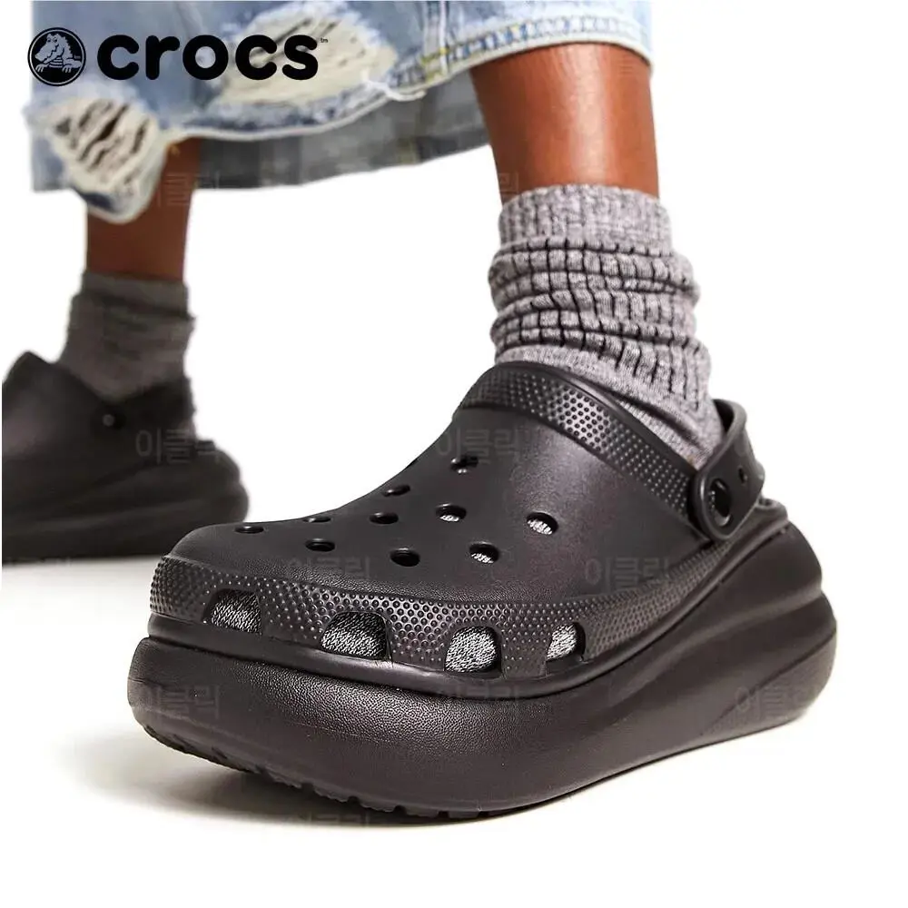 Crocs Bubble Crush Clogs Platform Slip-on Sandal Unisex Shoes Black Size 7-9 - BLACK - 207521-001