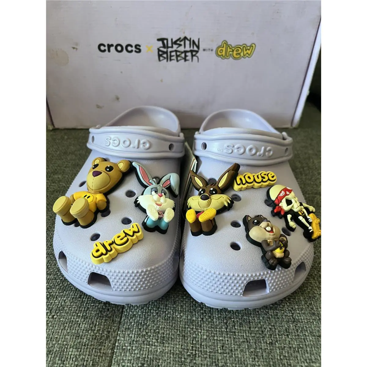 Justin Beiber x Crocs Classic Lavender Drew House Socks Men`s Sz 7/Women`s Sz 9