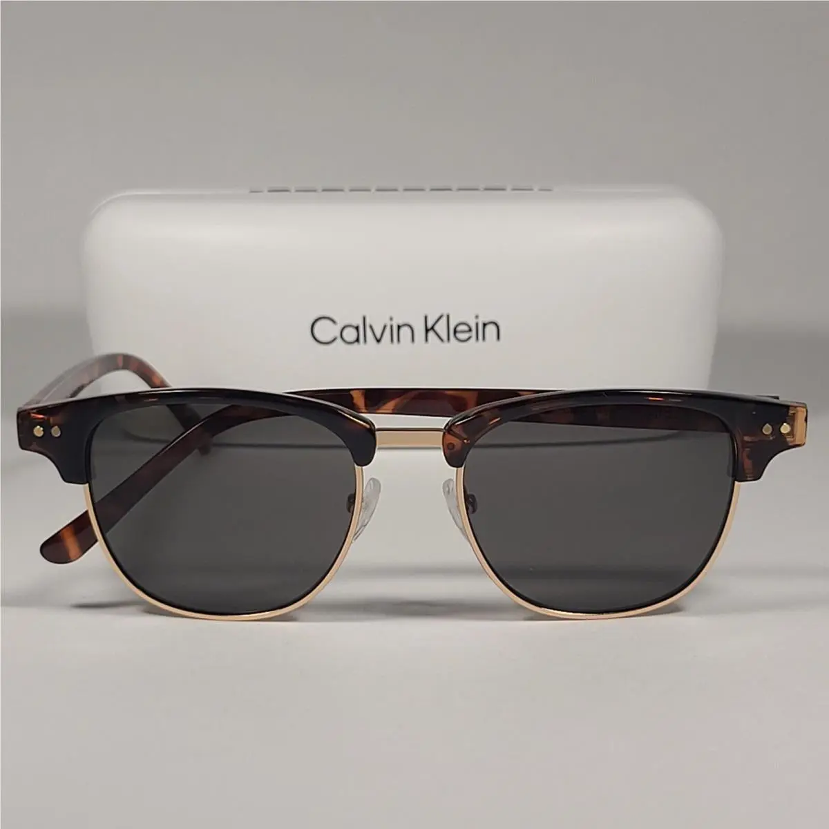 Calvin Klein CK20314S 235 Square Club Sunglasses Brown Tortoise Frame Green Lens