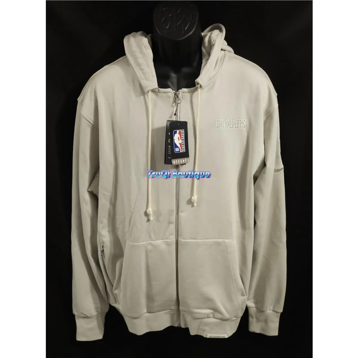 Nike Dri Fit Nba Standard Issue Full Zip Hoodie Sail Cleveland Cavaliers L-tall