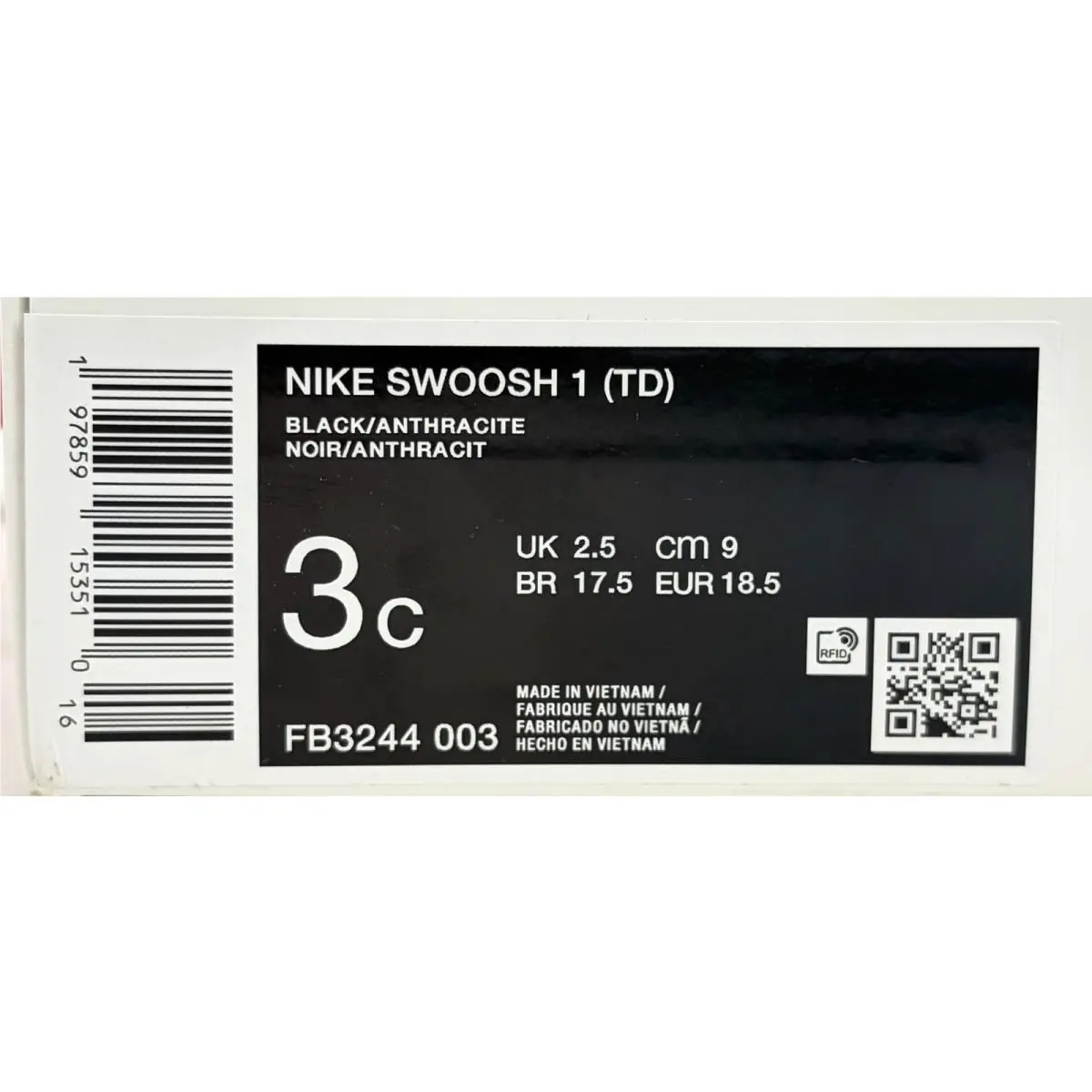 Nike shoes - Nike Swoosh 1 (TD) - Swoosh - FB3244 003 - Black (UPC: 197859153510) 12