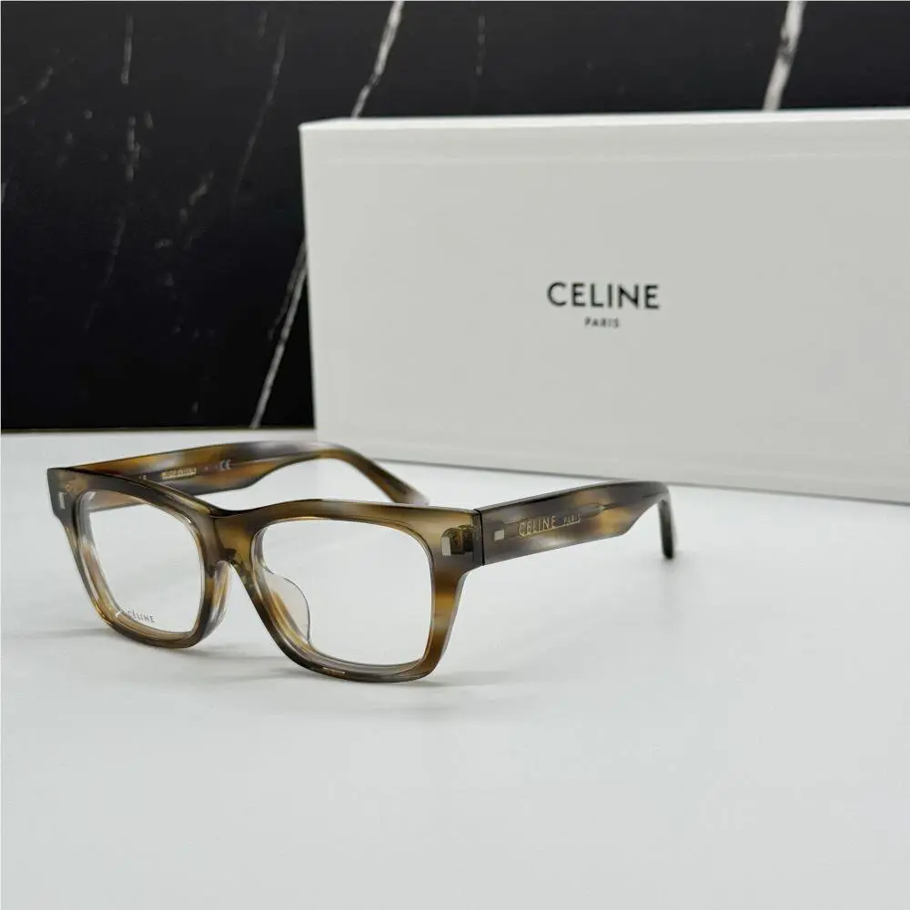 Celine CL50011F 055 Havana Square Unisex Celine Eyeglasses