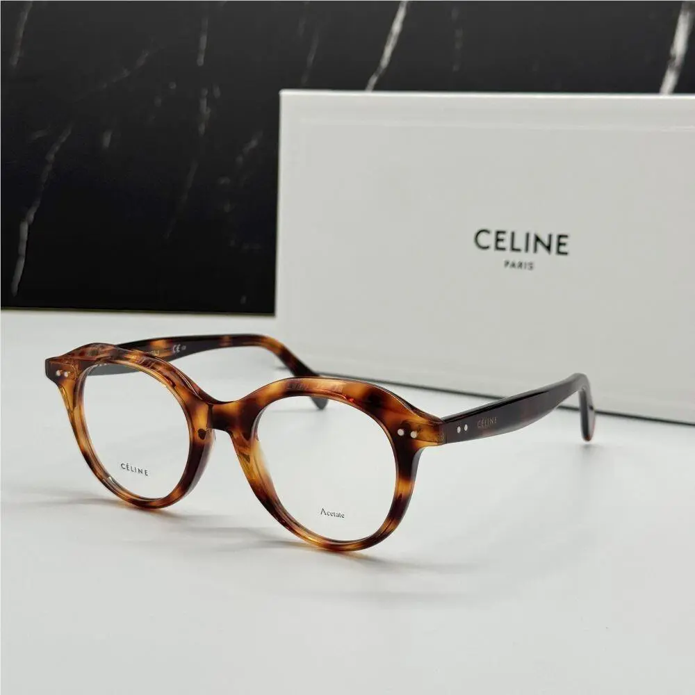 Celine CL41458 086 Havana Round Unisex Celine Eyeglasses