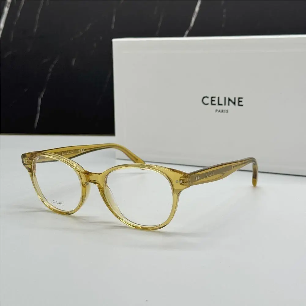 Celine CL50007I 039 Yellow Clear Round Unisex Celine Eyeglasses