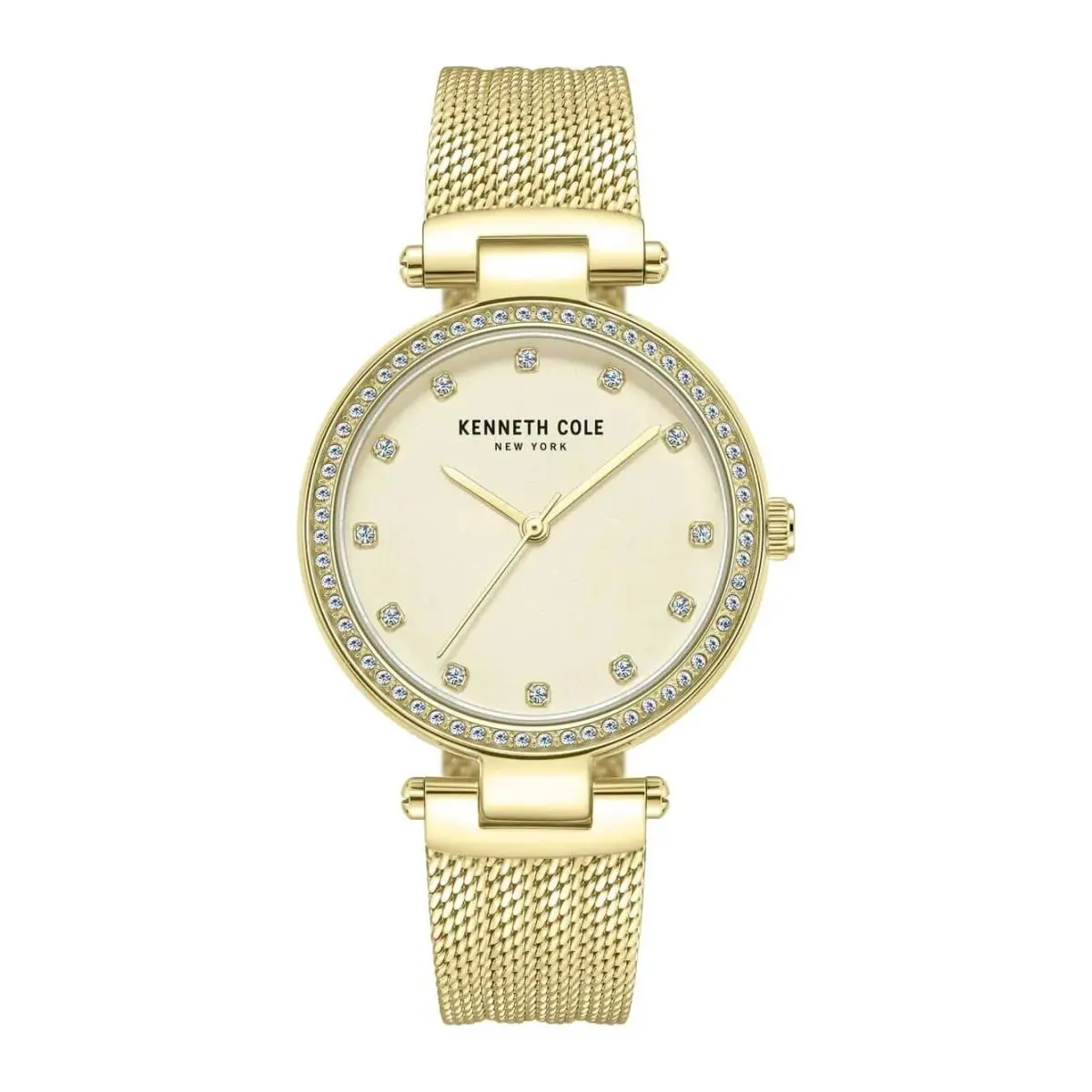Kenneth Cole York 34mm Crystal Bezel Gold Women`s Watch KCWLG0048503 - Dial: Champagne, Band: Gold