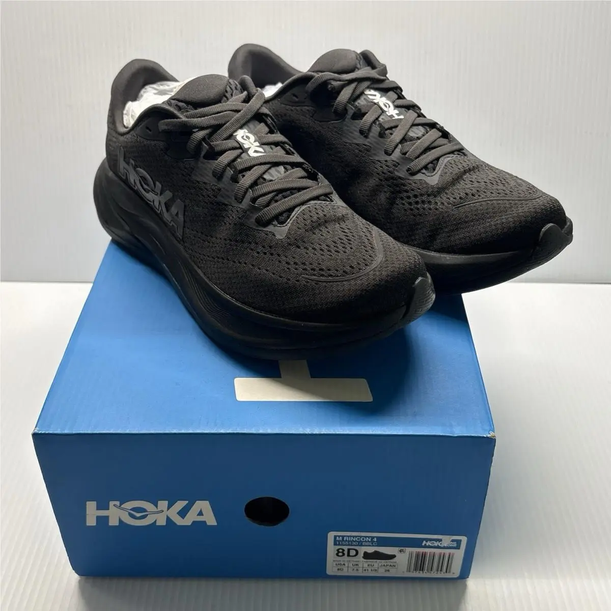 Hoka Rincon 4 Men`s 8D Running Shoes Black Athletic Sneakers 1155130/BBLC