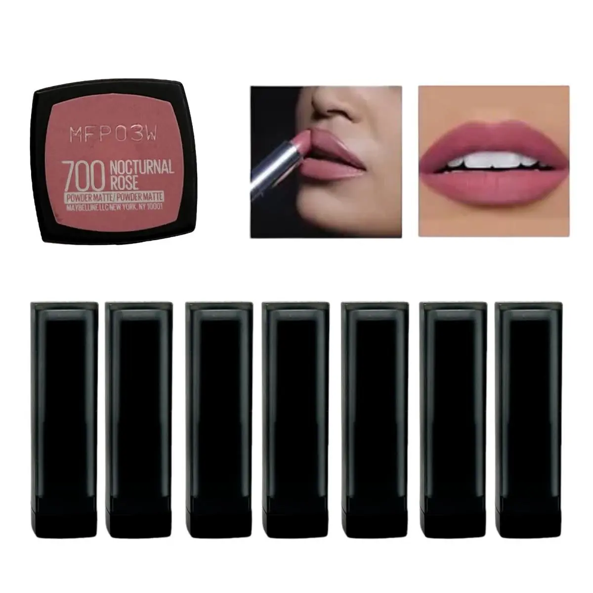 7 Pack Maybelline Powder Matte Lipstick 700 Nocturnal Rose w/ Honey Nectar Flaw