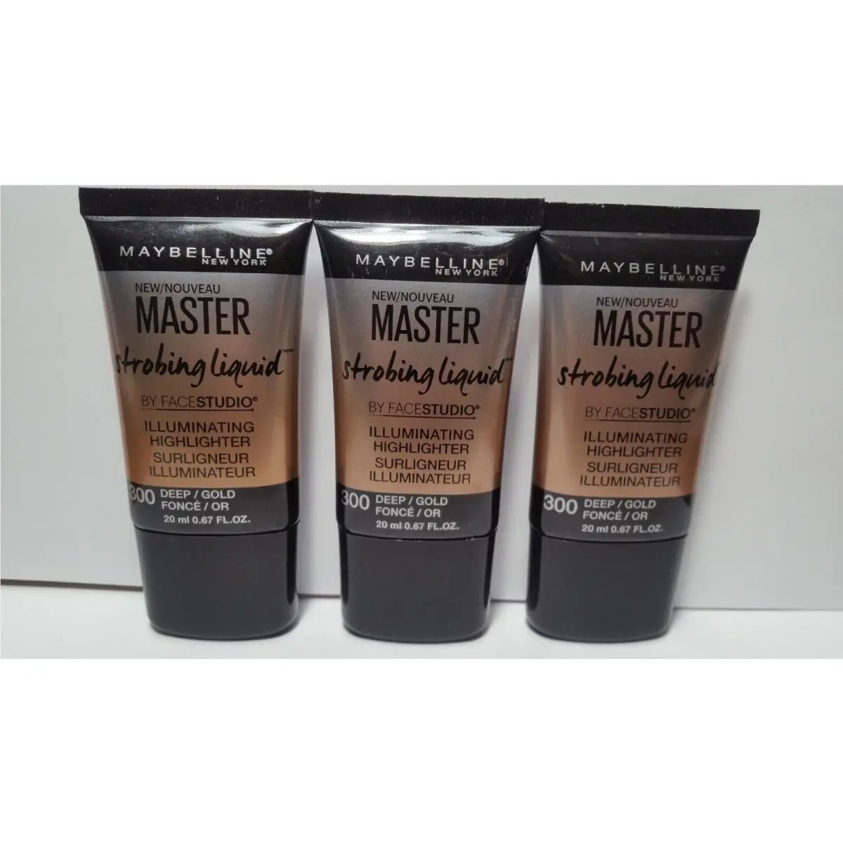 Maybelline Master Strobing Liquid Face Studio 300 Deep Gold Illuminating 3 Pack