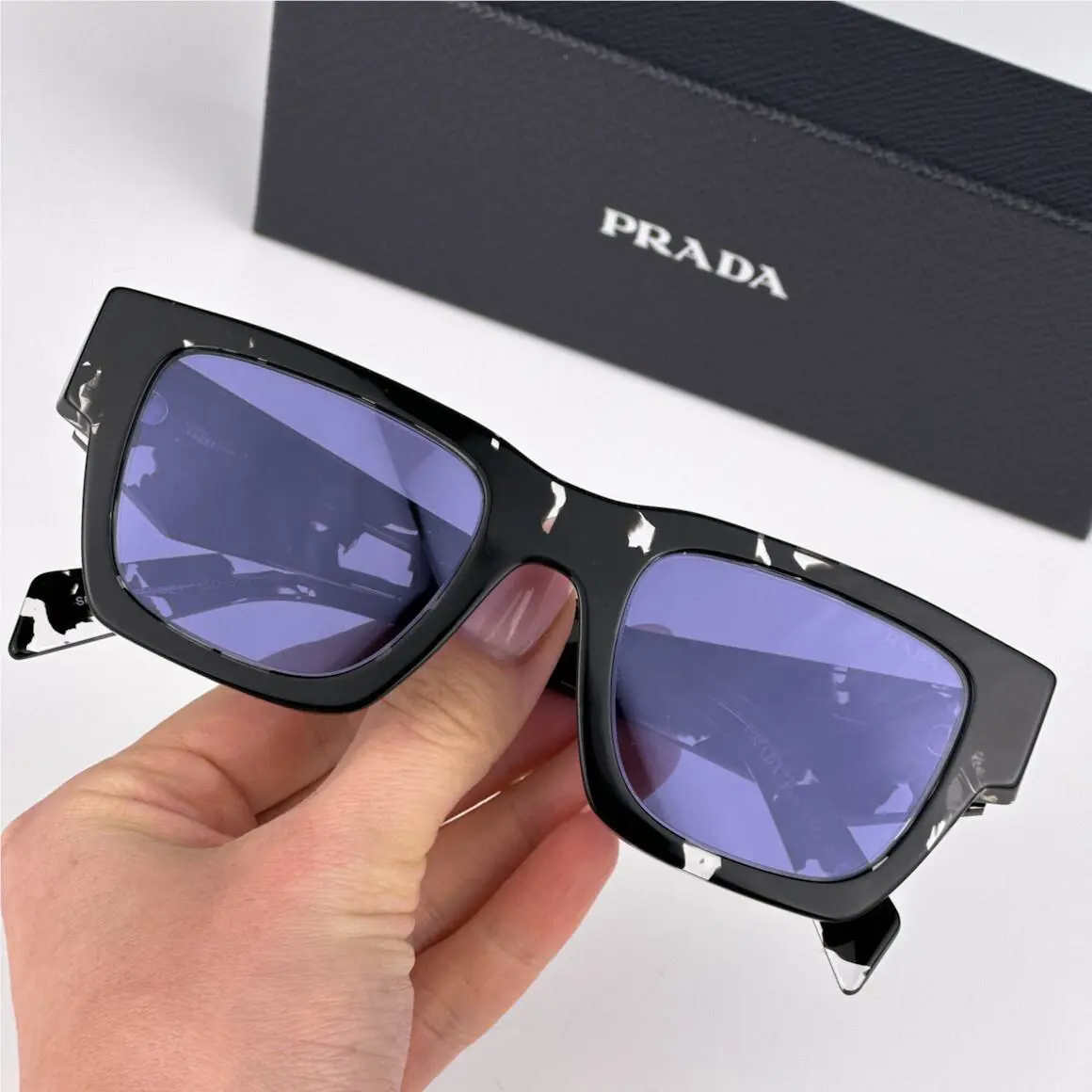Prada Women Sunglasses Tortoise Black Violet Silver Square PRA06S 15O50B