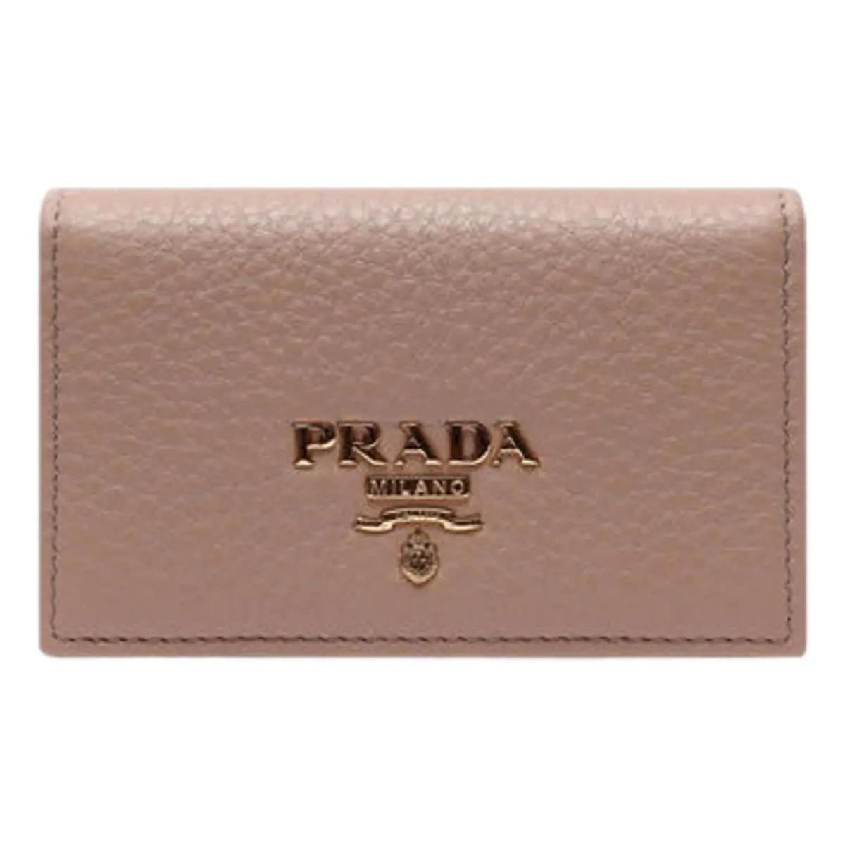 Prada Women`s Vitello Grain Cammeo Beige Leather Card Case Wallet