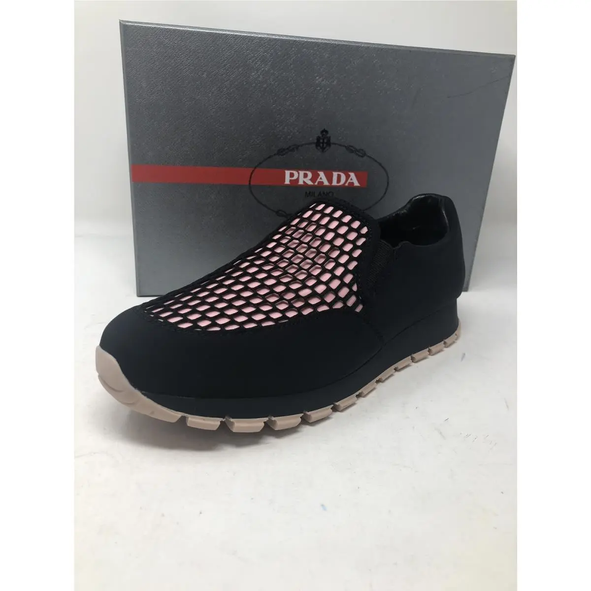 Prada Womens Black Shoes Sneakers Ladies Size 9.5 US 39.5 EU