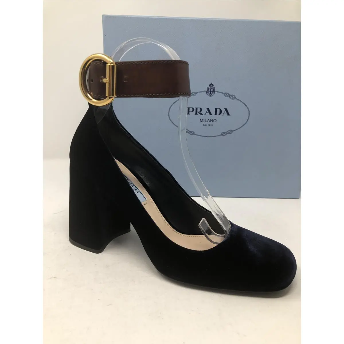 Prada Womens Blue Shoes Heels Ladies Pumps Size 8.5 US 38.5 EU