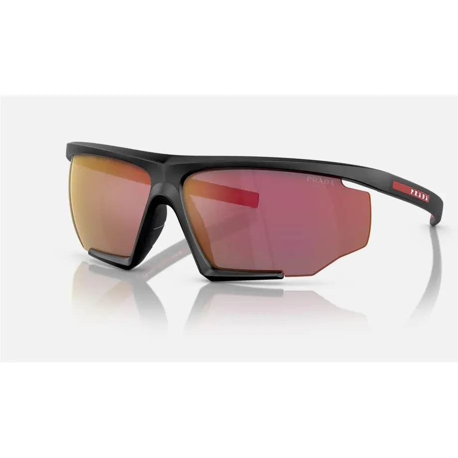Prada Linea Rossa PS07YS DG010A 76 Black Rubber Rectangular Sunglasses