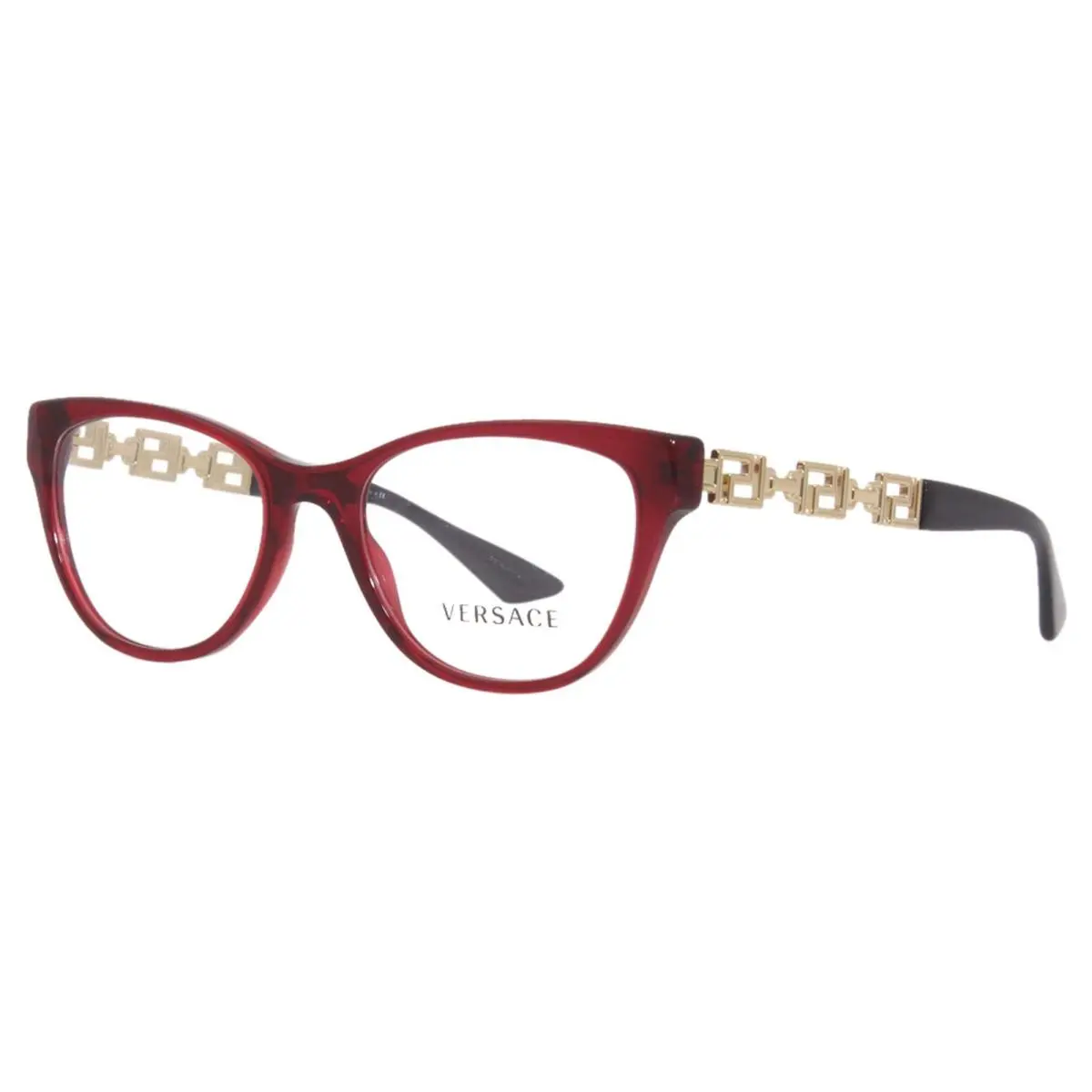 Versace 3292 388 Eyeglasses Women`s Bordeaux Transparent Full Rim Cat Eye 52mm