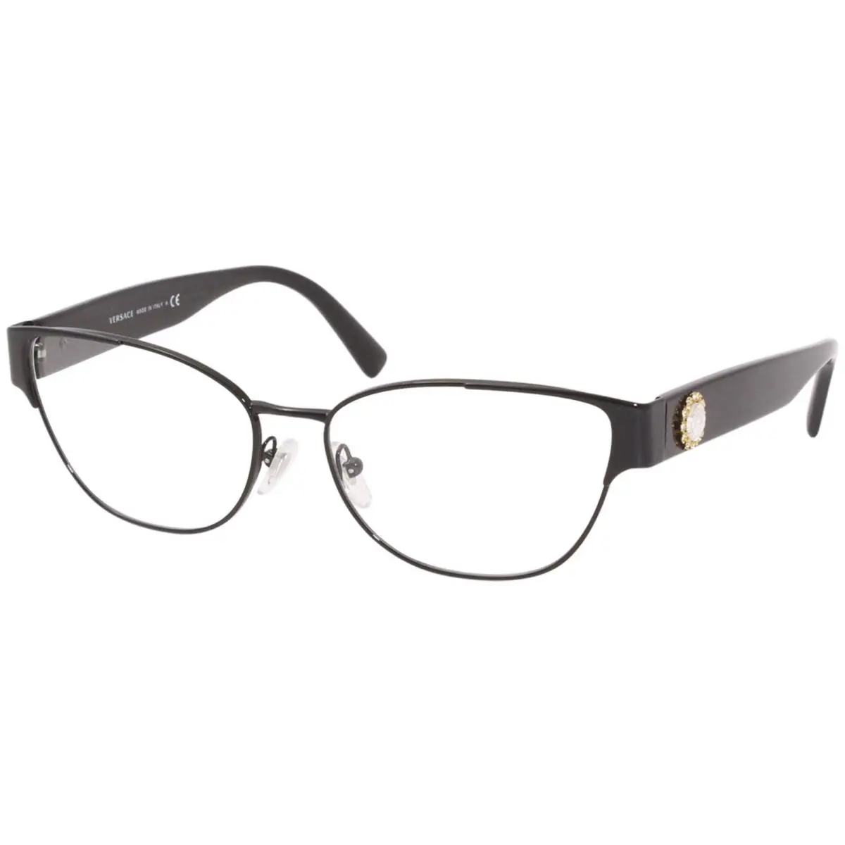 Versace 1267-B 1009 Eyeglasses Women`s Black Full Rim Cat Eye Optical Frame 55mm