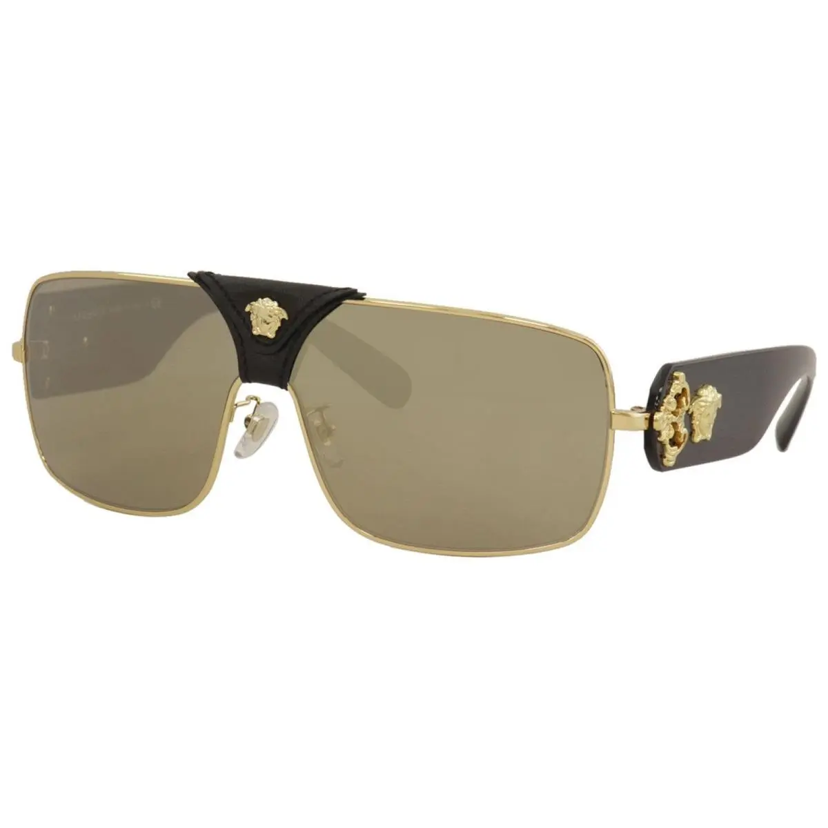 Versace Baroque VE2207Q 1002/5 Sunglasses Gold Medusa/gold Mirror Lens Leather