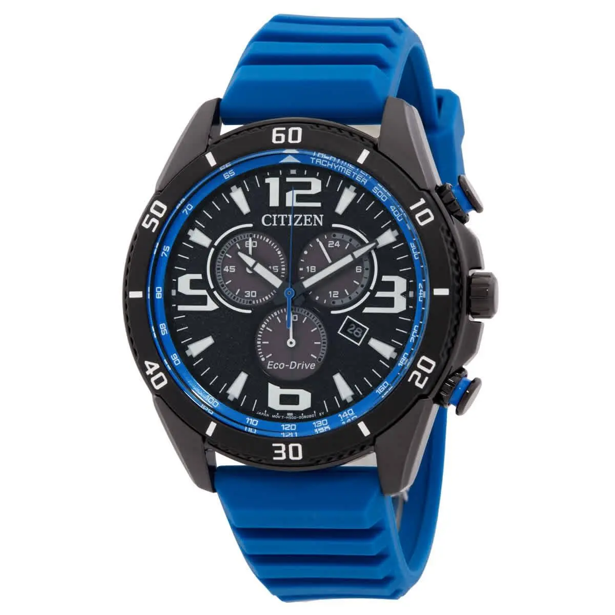 Citizen Brycen Chronograph Black Dial Men`s Watch AT2586-05E - Black, Dial: Black, Band: Blue