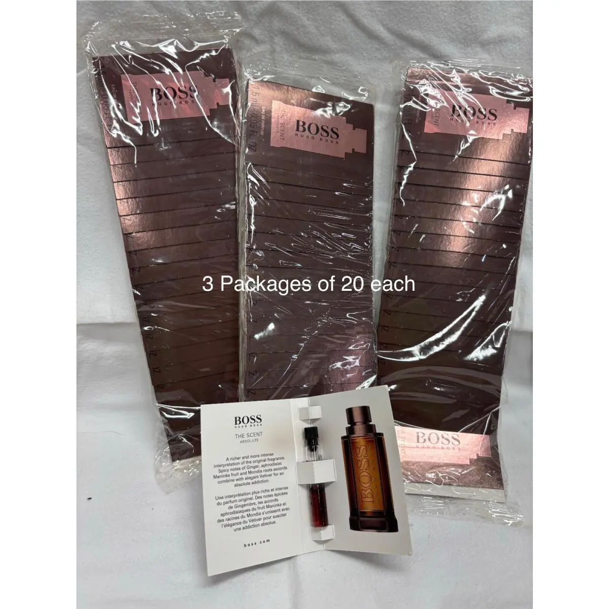 Hugo Boss The Scent Edp Cologne Splash Sample Vial Card .05oz/1.5ml 60 Count