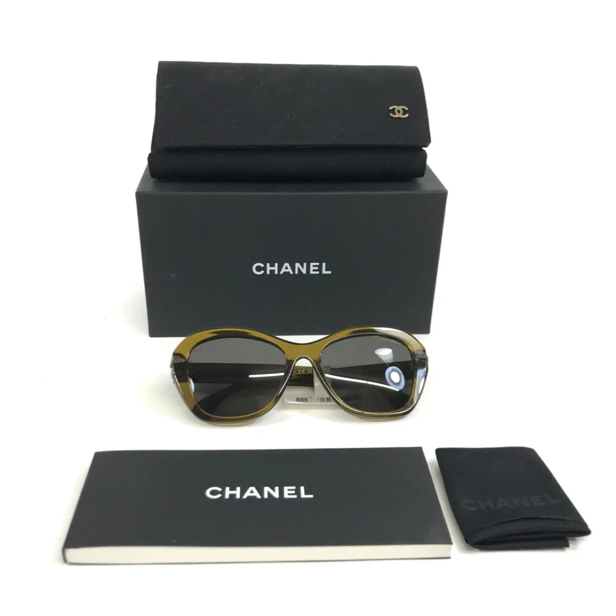Sunglasses 5510-A c.1742/3 Olive Green Asian Fit Frames Dark Gray Lenses by Chanel