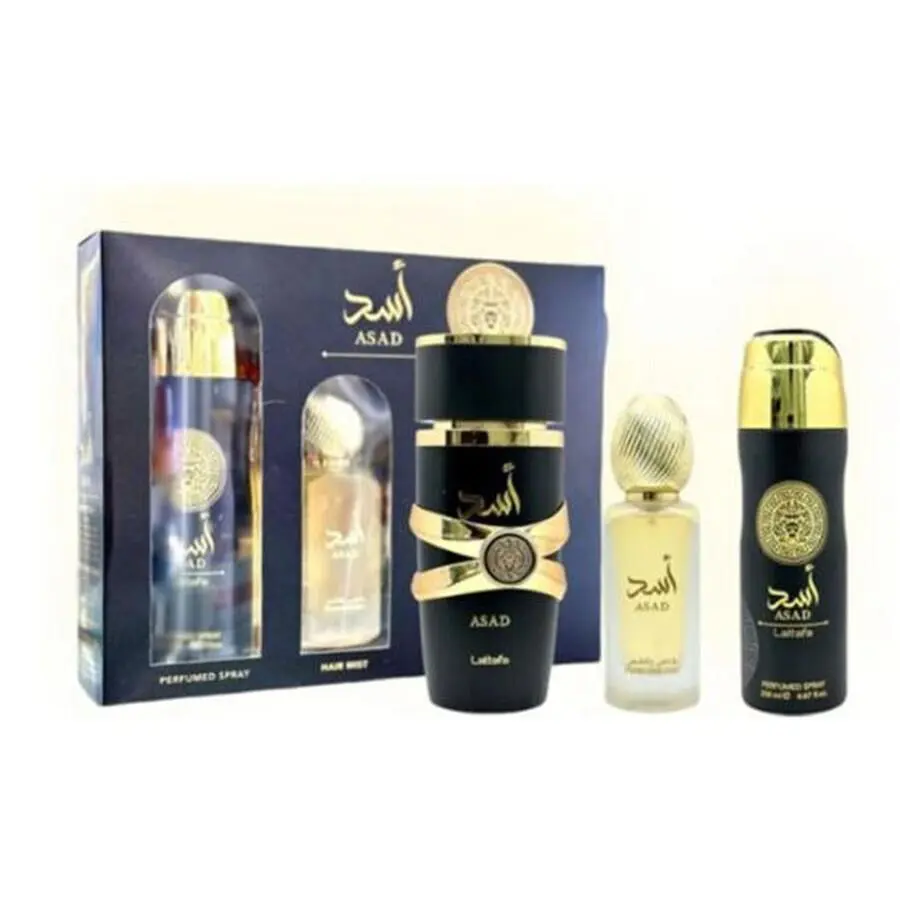 Lattafa Asad 3.4 Edp M + 1.7 Hair Mist+ 6.7 Body Spray