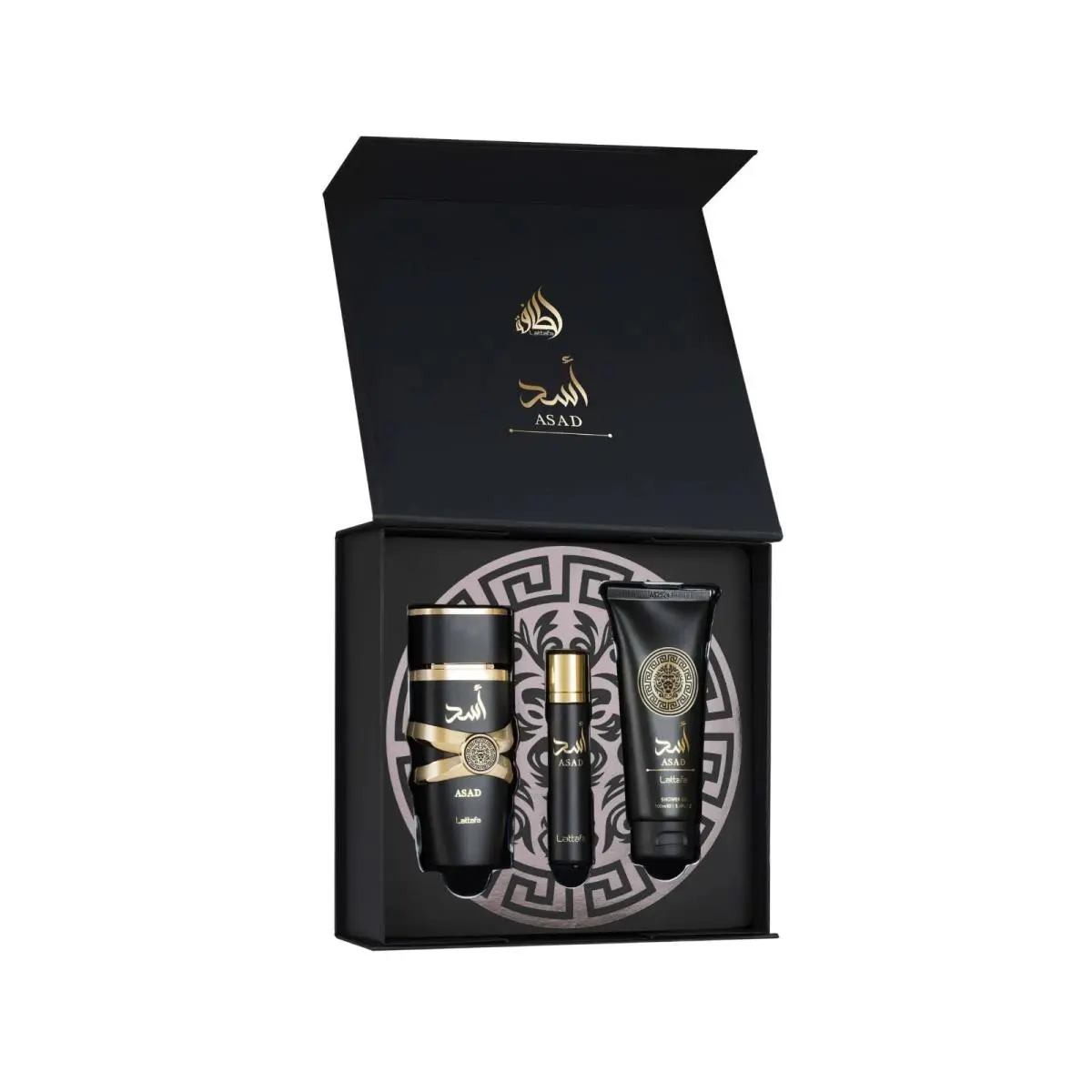 Asad 3 Pcs Giftset Edp 3.4FL.OZ Edp 0.4FL.OZ Hair Mist 1.6FL.OZ by Lattafa
