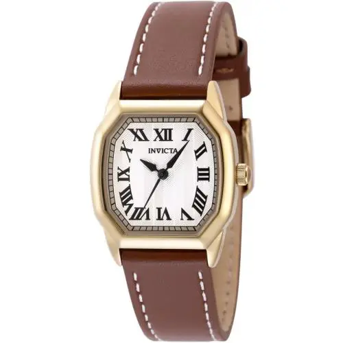 Women`s Watch Wildflower Yellow Gold Case Brown Leather Strap 48962 by Invicta